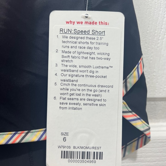 Lululemon Run: RARE Speed Short SeaWheeze Mountie Stripe Edge  size 6 - Picture 3 of 3